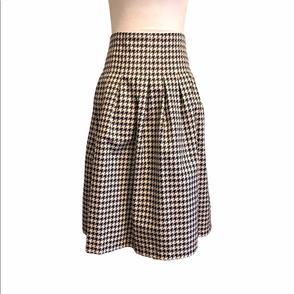 Pink Tartan Dresses & Skirts - Pink Tartan Houndstooth Wide Pleat Skirt